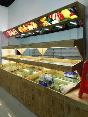 水果货架木质超市水果堆头货架糖果干果单层实木平台中岛展示柜